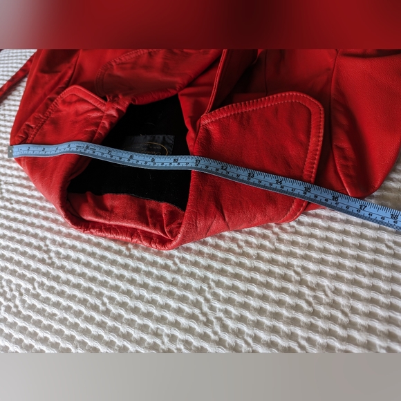 1960s Red Leather Jacket with Groovy Pockets and Collar - Picture 10 of 11